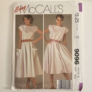 McCall’s 9096 Sewing Pattern 1980’s Retro Vintage Dress Sleeveless Adult Size 6